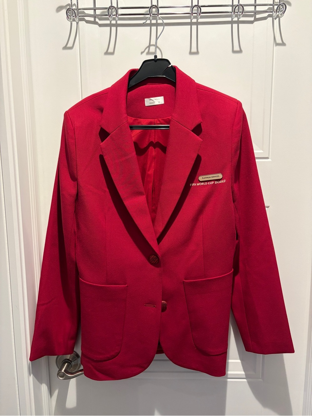 Women’s Red Blazer Jacket - Classic Single-Button Coat